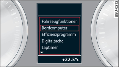 Display: menù Funzioni vettura